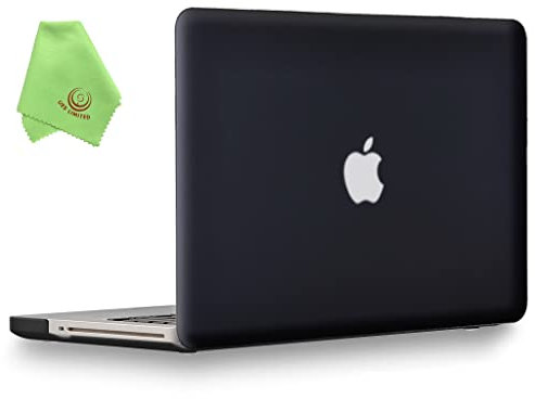 UESWILL Coque rigide et mate pour MacBook Pro 13 modèle A1278 2008-2012 avec CD-ROM, lisse et mate + chiffon de nettoyage en microfibre Noir