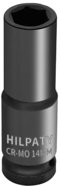 Hlipaty Impact Socket 14mm, 1/2 Square Drive 6 Point Cr-Mo Deep Socket, 78mm Length