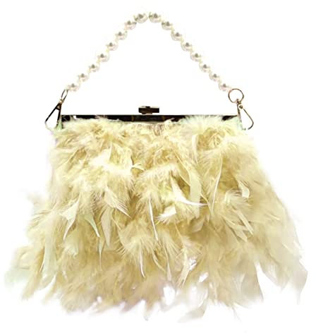 Luxus-Handtaschen, Clutch, Perlenkette, Geldbörsen, Federtasche, für Damen, Fair-Trade, Kuriertasche, gelb, Einheitsgröße