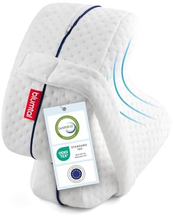 Blumtal Kniekissen für Seitenschläfer aus Memory Foam - OEKO-TEX zertifiziertes Beinkissen für Seitenschläfer - orthopädisches Ischias Kissen - Kniekissen zum Schlafen/Kniekissen schlafen - Hüftkissen