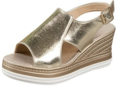 Scarpe Donna Sandali Sandali Donna Estive Comode Eleganti Numeri 35 Sandalo Basso Donna Tacchi Oro Sandali Con Tacco Sandali Con Zeppa Chiusi Davanti Ciabatt Blu Infradito