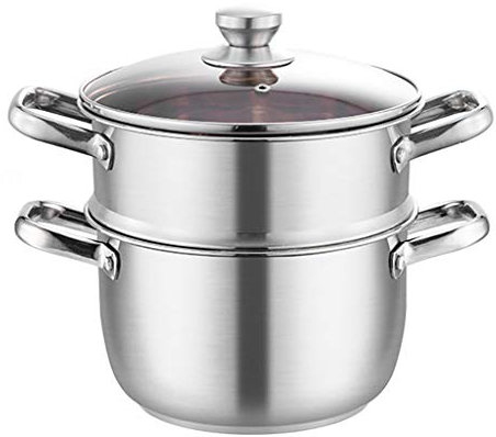 CEDLSF Olla/vaporizadora, Olla de Sopa de Acero Inoxidable 201 para el hogar con Tapa, para Estufa de Gas/Cocina de inducción (18/20/22/24 cm), para Olla de 1 a 8 Personas (tamaño: 24 cm) (18 cm)