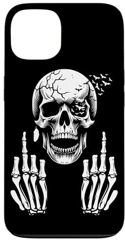 Totenkopf Skelett Mittelfinger Halloween Erwachsene Humor F You Hülle für iPhone 13