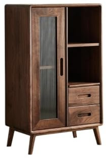 MOLVUS Sideboard-Schrank, schwarzer Nussbaum, Buffetschrank, Holz-Sideboard, Wohnzimmerschrank, Esszimmermöbel, Schrank mit Tür, Buffetschrank mit Stauraum