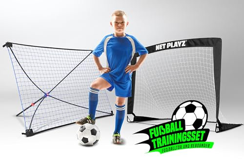 NET Playz Fußballtore-Geschenkset, Fußballtor für den Garten, Rebounder-Netz für alle Altersgruppen