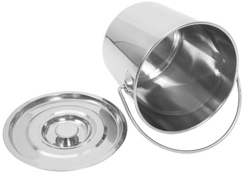 ABOOFAN Stainless Steel Kitchen Bin Lid Milk Pail Bucket Rustproof Water Pail for Outdoor Use