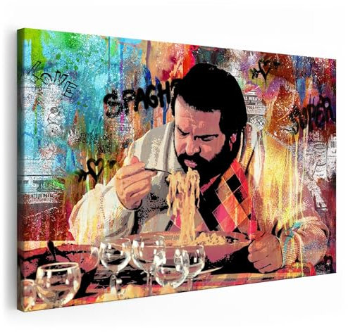 Artmazing | Spaghetti Essen Wandbild Modern | Coole Wandbilder Wohnzimmer | Wandbild Spaghetti Essen Deko XXL | Bild Leinwand XXL
