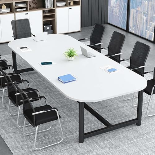 DRFGNF Verdickter Konferenztisch, moderner industrieller Seminartisch, Schulungstisch, ovaler Business-Schulungs-Konferenzraumtisch, großer multifunktionaler Computertisch (weiß, 60 cm)