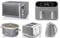 Swan Retro Grey 1.5L 3KW Jug Kettle, 4 Slice Toaster, 8L Dual Basket Air Fryer, 800W 20L Microwave and 3.5L Slow Cooker. Matching Retro Design Kitchen Set in Grey