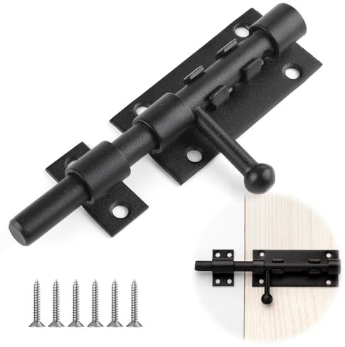 UIHRLM Door Bolt Lock, Stainless Steel Gate Bolts for Wooden Gates, 5 inch Heavy Duty Garden Shed Locks Barrel Sliding Bolt Lock for Bathroom, Bedroom, Garden Doors Outdoor (Silver)