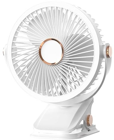 Ventilateur de bureau silencieux alimenté par USB/piles avec lampe de nuit, pince solide, 3 vitesses, flux d'air silencieux