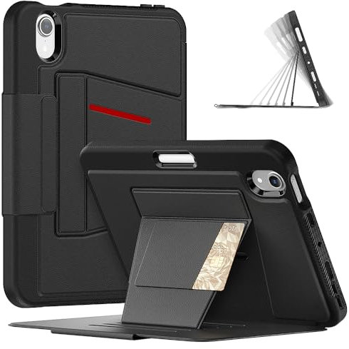 Smart Case compatibile con iPad mini 7 A17 Pro 2024/Mini 6 2021 8,3 pollici (7a/6a generazione), custodia sottile magnetica a libro con portapenne, accensione e spegnimento automatico, supporto
