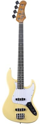 EKO GUITARS – Basso Elettrico JB‑300, Corpo Pioppo, Manico Acero, Tastiera Laurel, 2 Pickup JB, Ponte Vintage, 21 Tasti, Colore Cream