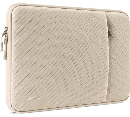 DOMISO Housse Ordinateur 14 Pouces - Pochette Léger et Résistant à l'Eau pour Ordinateur Portable 14 | Compatible MacBook Pro, HP Pavilion, Lenovo ThinkPad, Dell XPS, ASUS ZenBook (Beige)