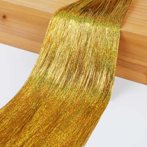 LOMIMOS 5000PCS Lametta Girlande für Weihnachten,Christbaumschmuck für Weihnachtsbaum, Urlaub, Geburtstag, Hochzeit, Party, hängende Dekoration(Golden)