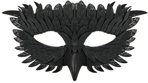 Elegante máscara de pájaro, media cara, diseño de máscara de cuervo con falsos picos de plumas para bailes de máscaras, fiestas de disfraces, espectáculos, Halloween, cosplay, mascarada
