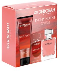 Deborah Milano - Independent Duschset mit Duft und Duschbad, Geschenkbox für Damen, frischer und zitriger Duft mit blumigem Herz und süßem Boden, Eau de Toilette 100 ml und Duschschaum 250 ml