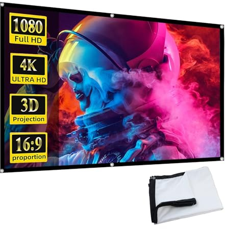Générique Écran de Projection Portable Pliable d'extérieur de 60 à 300 Pouces, 16:9 1080P 4K HD Résistante au Vent, 2 Face Anti-Plis Projection pour Vidéoprojecteurs(300in)