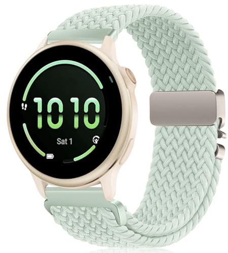 RUIMAYA Smartwatch Armband Kompatibel mit Garmin Venu 4 41mm/3S/2S/Vivoactive 4S/3S, Geflochtenes Uhrenarmband 18mm für Forerunner 255S/265S, Mintgrün