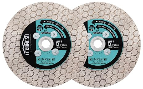 Diamantscheibe 125mm – LEKOMESH 2PCS Fliesenscheibe 125mm Doppelseitig, Trennscheibe für Fliesen 125 Feinsteinzeug, Flexscheibe 125 zum Fliesen Schleifen & Schneiden, M14 Keramik Marmor Granit