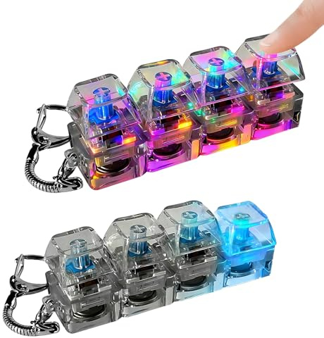 2 Pcs Keyboard Clicker Fidget Toy, Fidget Keyboard Key chain, Interactive Light Display, Stress Relief Clicker, for All Ages