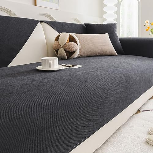 Generisch Sofa Überwurfdecke,Sofa/Couch Wurfdecke Eckcouch 3/2/3 Sitzer Sofaschutz Sofaüberwurfe Sofaschoner Sofabezüge,Black,90x160cm