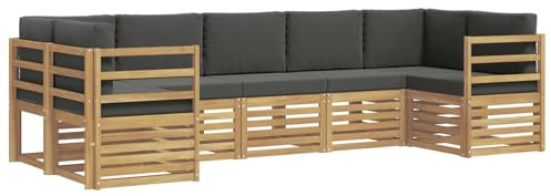vidaXL Ecksofa Set 7 pcs Weiß und Anthrazit 304 x 126,5 x 73 cm, Akazienholz Sofa für draußen, stylisches Gartenmöbel, modulares Set für Terrasse und Poolbereich