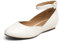 DREAM PAIRS Women's Ballet Flats Pumps Ballerina Ankle Strap Elastic Low Wedge Sandals Round Toe Comfy Dolly Shoes,Size 7,White/pu,REVONA