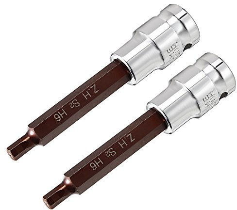 Sourcingmap 2pcs 1/2 Drive x H6 (6mm) Hex Bit Socket, S2 Steel Bits CR-V Sockets 4 Length Use with Ratchet Wrench, Slide Bar, Extension Rod