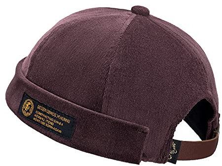 CLAPE Corduroy Docker Cap Verstellbar Dockermütze Seemannsmütze Hafenmütze UV-Schutz Brimless Hat Rolled Cuff Harbour Hat Beanie Commando Watch Cap