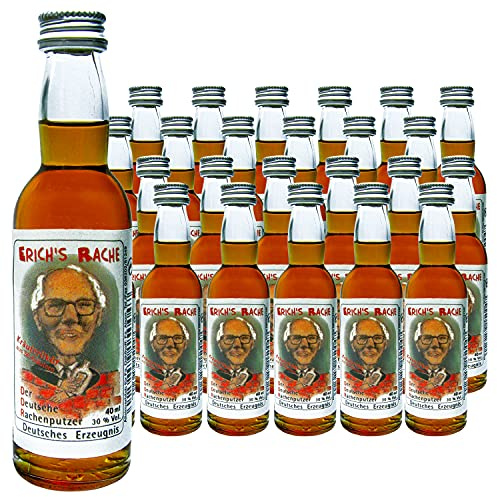 Erichs Rache Kräuterlikör 24x 40ml - Halbbitter Rachenputzer Digestif | Geschützte Rezeptur seit 1923 mit 56 Kräutern - Inklusive Geschenkkarte - 30% Vol. Ostalgie Spirituose