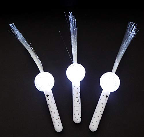 Partyknicklichter - 10 Stück LED Kugel Leuchtwedel weiß - Leuchtstab mit weißem Licht - für Party, Konzert und Hochzeit - inkl. Batterien