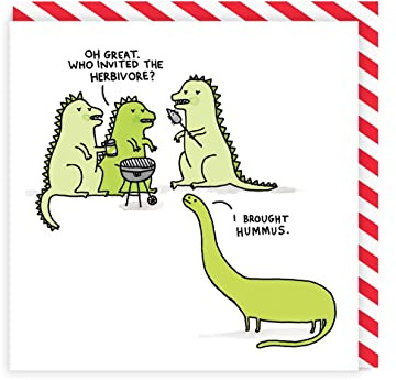 Ohh Deer - Funny Birthday Card - Herbivore Dinosaur - Humorous Cards For Vegan Vegetarian Friend Sister Mum