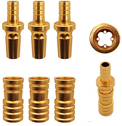 Shisha King® Schlauchadapter Schlauchanschluss Erweiterung Set inkl. Kugel Universal Alu mit Schliff | Wasserpfeife Hookah Zubehör Schlauch Adapter Anschluss Ventil (3er Packung, Gold)