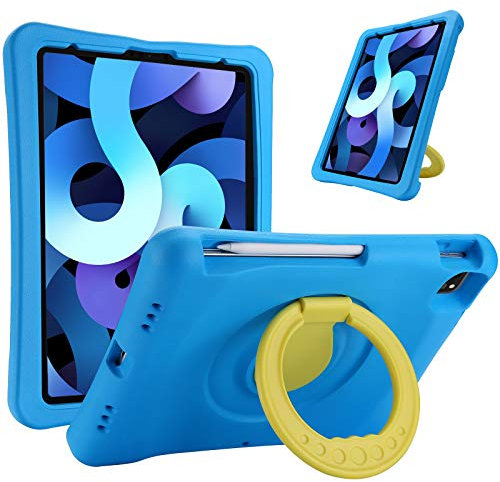 ProCase Kinder Hülle für iPad Air 5 Gen 2022/4 Generation 2020 10.9 Zoll, Ultra Leicht Stoßfest Robust Kind Schutzhülle Umwandelbar Handgriff Handle Standfunktion –Blau