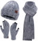 Damen Winter Warm Beanie Mütze Touchscreen Handschuhe und Lang Schal Set mit Fleece Gefütterte, Thermo Wintermütze Strickmütze Schals Winterhandschuhe Strickhandschuhe Frauen Geschenk, Dunkelgrau
