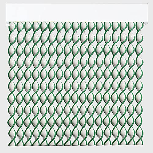Rideaux de porte | 72 lanières en PVC et cadre en aluminium | Ideal pour l'intérieur et l'extérieur | Moustiquaire | Blanc-Vert | 210 * 120