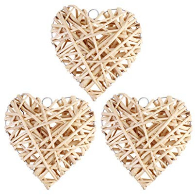 BESPORTBLE Weiden Herz Deko Rattan Bälle Herz Gewebt Anhänger 3pcs 20cm Hängende Wanddeko Fensterschmuck Bar Wohnzimmer Hochzeit Party Dekoration