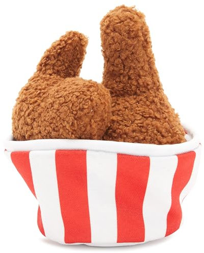 Barkbox 2 in 1 Interaktives Plüsch-Hundespielzeug – Rip and Reveal Hundespielzeug für mittelgroße & große Hunde – Stimulierende quietschende Haustieranreicherung und Welpenspielzeug | Bucket o'Fried