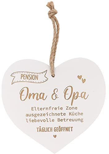 Spruchreif | Holzherz „Pension Oma & Opa“ | Deko Herz mit Gravur | Geschenkidee für Großeltern | Geschenk für Oma & Opa | Designed & veredelt in Germany