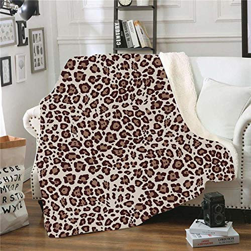 Kuscheldecke Flauschig Leopardenmuster Fleecedecke Decke Sofa,Warm Sherpa Sofaüberwurf Decke, Decke Flauschig Mikrofaser Wolldecken für Couch(130x150cm)