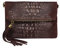 OBC Made in Italy Damen echt Leder Clutch Tasche Kroko Wildleder Handtasche Umhängetasche Ledertasche Schultertasche Fransen Cross-Over (Dunkelbraun)