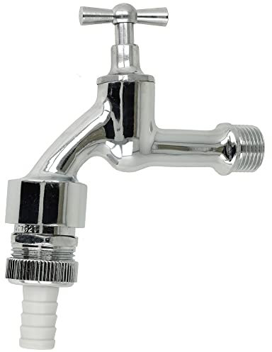 Auslaufventil Auslaufhahn 1/2 glänzend´verchromt mit Rohrbelüftert DVGW