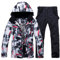 HOTIAN Herren Schneeanzug Herren Ski Jacke und Hosen Set Winter Warme Schnee Skifahren Sätzefür Wandern Klettern Isoliertes Snowboarden redwhite+black L