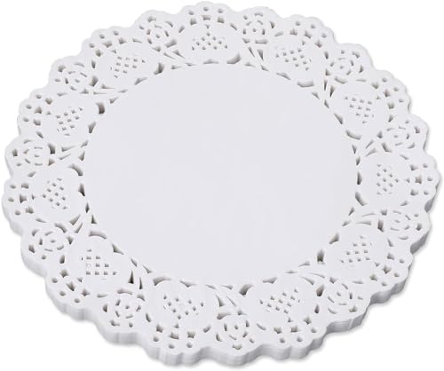 YSTrillion 150 Pièces Dentelle Napperons Papier Blanc,Napperon Papier Rond pour Fête de Famille Ou Table De Mariage Décoration 6,5