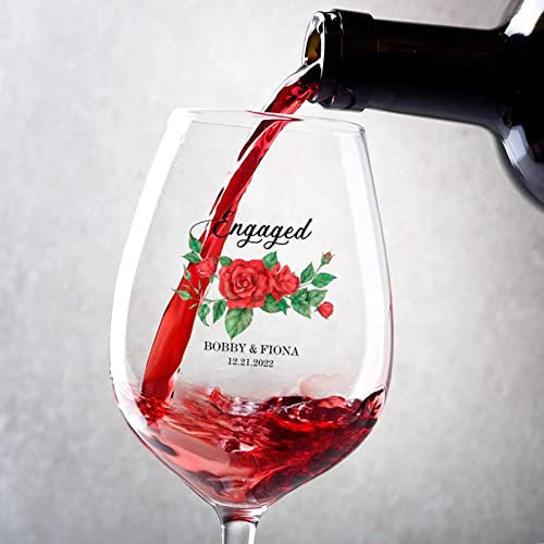 Lot de 2 verres à vin avec dictons - Cadeau de mariage - Décoration de Noël - Cadeaux de fiançailles - Verres à vin personnalisés pour homme et femme pour un anniversaire, Noël et des occasions