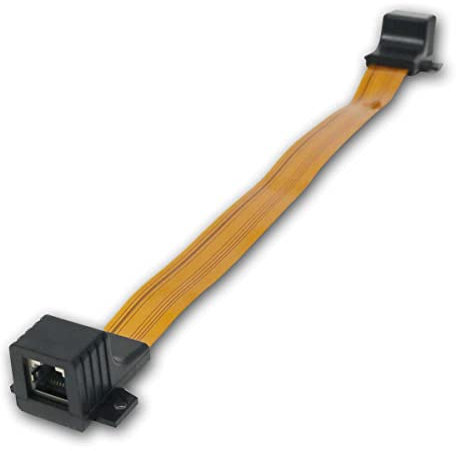 MAXTRACK Netzwerkkabel-Fensterdurchführung, 2x RJ45-Buchse (8P8C; 8-polig), Stecker-Ausführung gerade, Flachkabel mit Gesamtlänge 30cm, Leiterplattenfolie