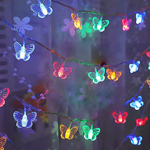 KINGCOO Guirnalda de luces de mariposa, 6 m, 40 LED, funciona con pilas, luces decorativas para el hogar, fiesta, cumpleaños, verano, jardín, boda, Navidad, decoración de iluminación interior y