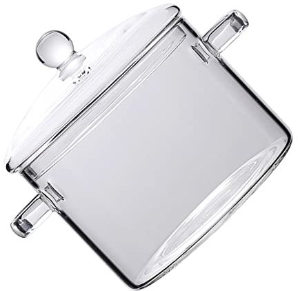 Aosbset Pentola di Vetro Pentola di Cottura per Piano Cottura in Vetro Resistente al Calore con Coperchio Pentola di Vetro Potenziata più Spessa per zuppe Verdure Insalata di Frutta