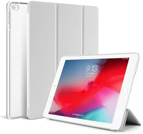 DV iPad 9.7 Inch 2017/2018 Smart Case Cover, Ultra Slim Lightweight Stand Case Shell with Translucent Back Cover, for Apple iPad 9.7 (Air, Air 2 2017, 2018) Auto Sleep&Wake (White)